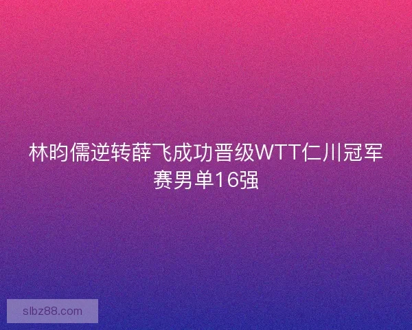 林昀儒逆转薛飞成功晋级WTT仁川冠军赛男单16强